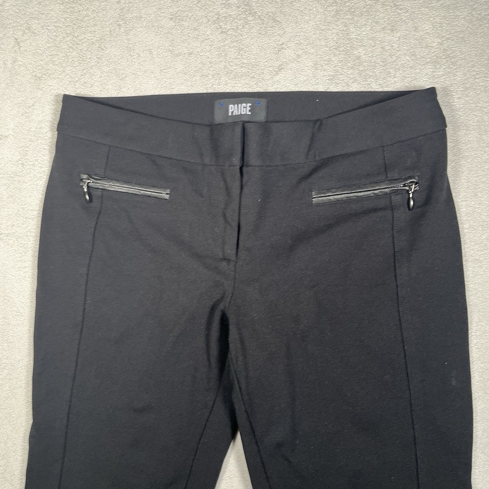 PAIGE Pants Women Size 30‎ Black Los Feliz Ponte Knit/ Leather Trim Dress Work